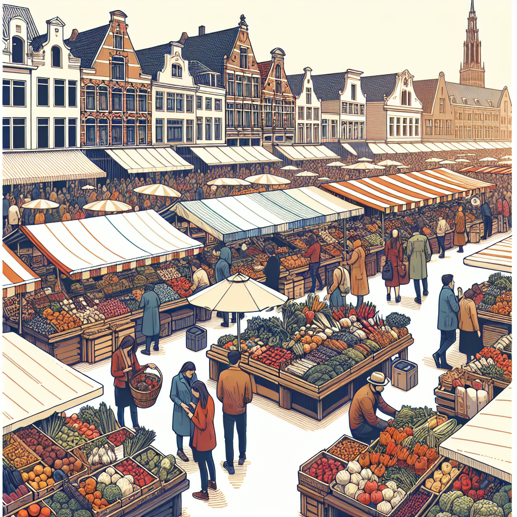 Sfeervolle marktkramen op de Markt in Enschede, ideaal voor een dagje uit.